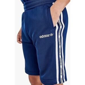 Adidas Originals Trefoil Shorts Boys M 10 Blue White Thick Retro Knit Soccer